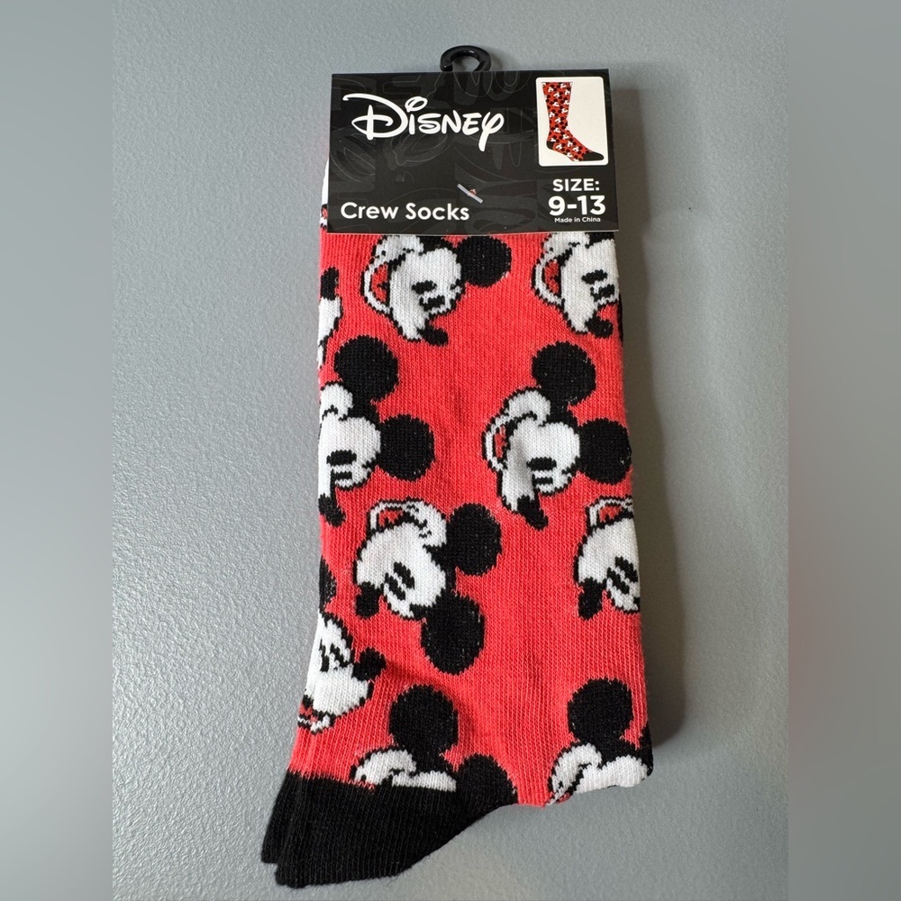 Disney Mickey Mouse Crew Socks vibrant color with Black Accents unisex